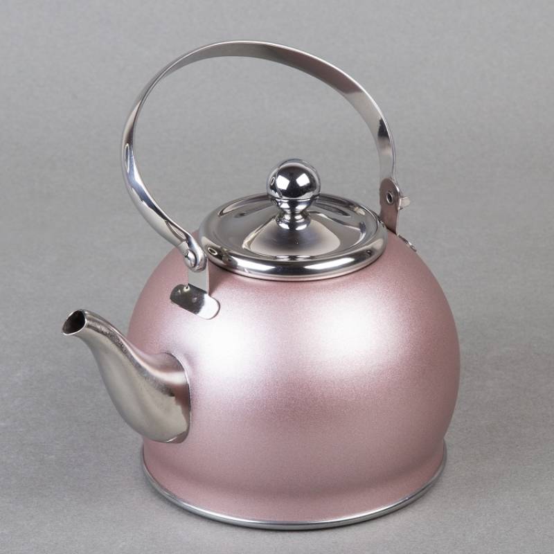 Creative Home 1.0 Qt. Stainless Steel Tea Kettle Teapot with Folding  Handle, Removable Infuser Basket for Tea Bag Loose Tea Leaves, Pink